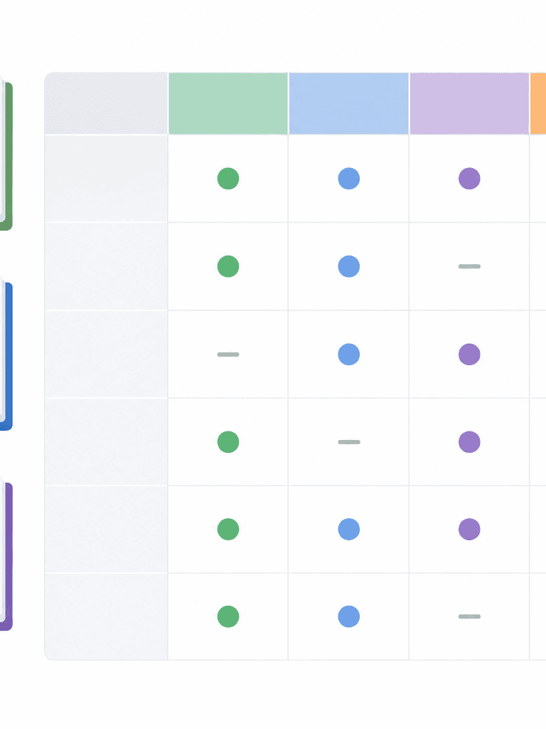 Three open source texts beside a comparison matrix with distinct columns