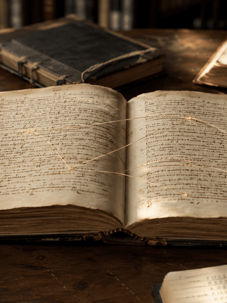Open ancient manuscript illuminated on a quiet study table, representing the continued relevance of sacred wisdom.