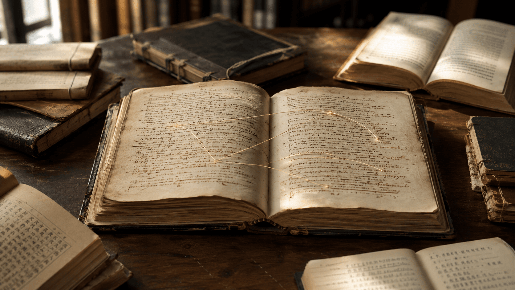 Open ancient manuscript illuminated on a quiet study table, representing the continued relevance of sacred wisdom.